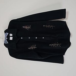 Glitterwear Black Velour Christmas Tree Jacket Rhinestone Sz M Holidays Winter